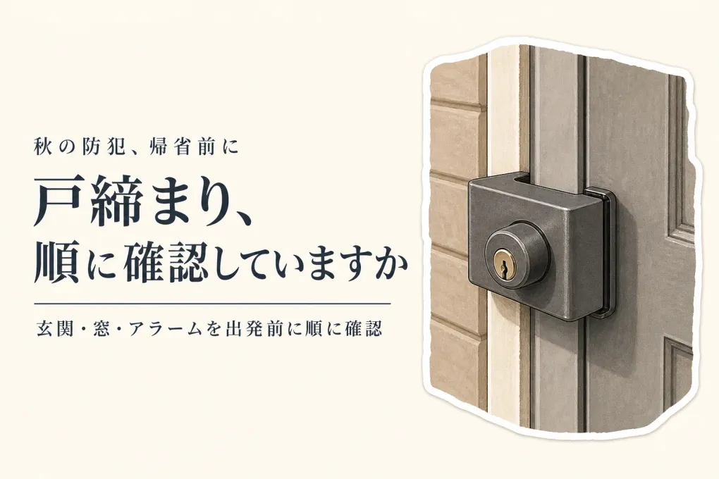 秋の連休・帰省前に玄関と窓の戸締まりを確認｜補助錠・窓アラームを出発前に選ぶ順番