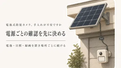 電池式防犯カメラとソーラーセンサーライトの手入れ｜玄関・庭・駐車場で電源方式を選ぶ