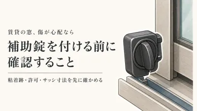 賃貸の窓補助錠・防犯アラーム｜工事不要でも粘着跡とサッシの傷を確認する選び方